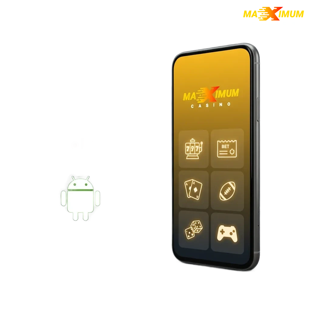 Maximum Casino Android app banner: download free to bet and play slots on your phone anywhere.