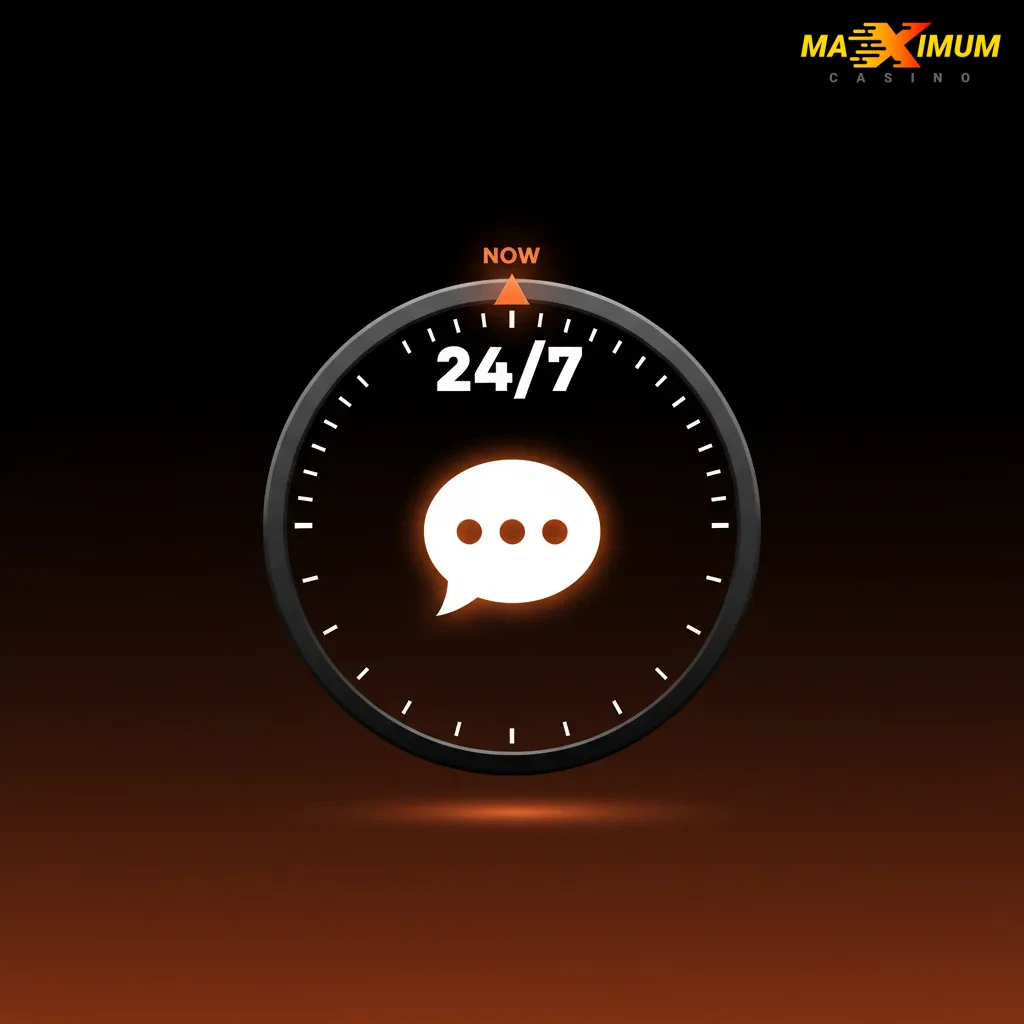 Maximum Casino live chat support window with agent messages; 24/7 English help for UK; typical wait under 2 minutes.