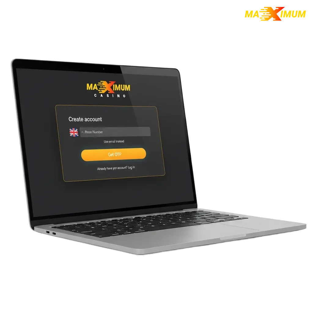 Maximum Casino UK signup: phone, email, social, one-click; welcome bonus tiers; 18+; T&Cs apply.