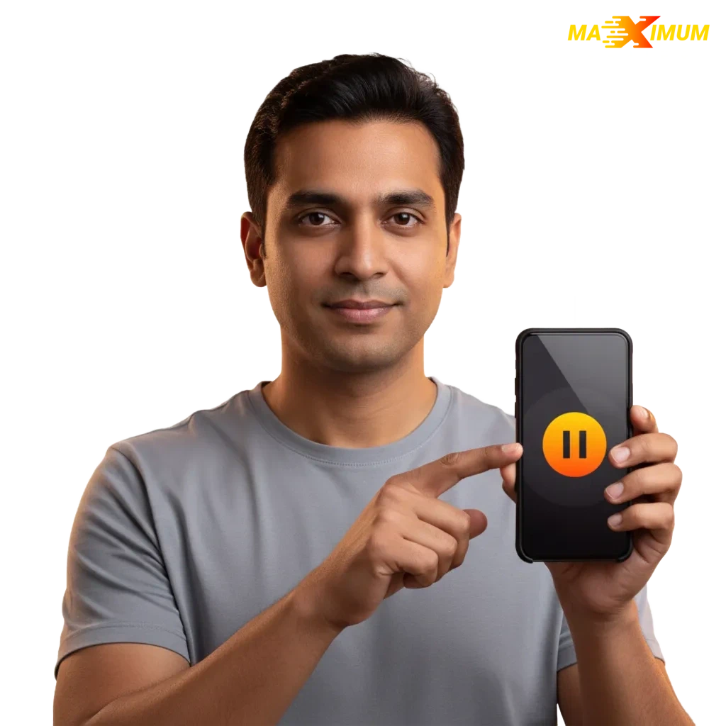 Graphic titled Responsible Gambling highlighting tools to set limits, time-outs, and support from Maximum Casino